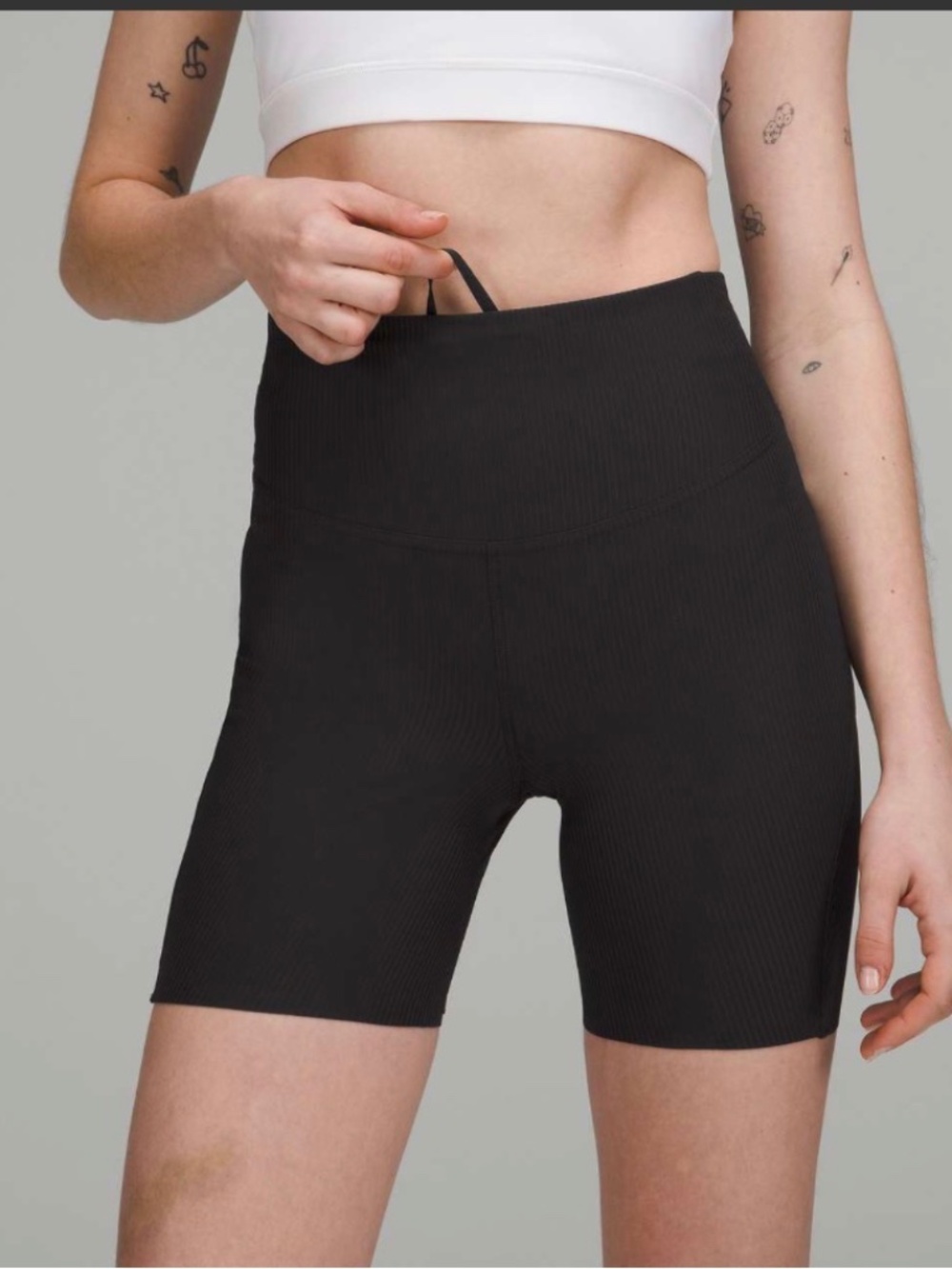 Lululemon Base Pace‎ Ribbed High Rise Short Biker Black 6" Size 4 W7CAOS *6